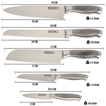 Blackwell Knife Block - Black - Chef's knife, Santoku knife, Bread knife, Office knife & Paring knife 6-Piece