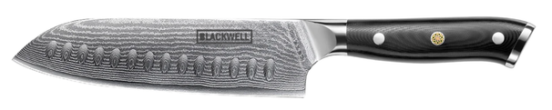 Cuchillo Santoku Blackwell estilo japonés - 67 capas de acero damasco - VG10 - 19 cm