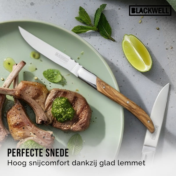 Blackwell Cuchillos para steak Laguiole - Madera de olivo - 6 Piezas