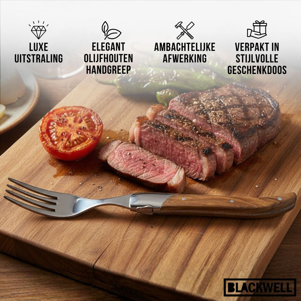 Tenedores de bistec Blackwell Laguiole - Madera de olivo - 6 piezas