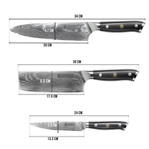 Blackwell Knife Set (Chef's knife + vegetable knife + office knive) ) - Japanese style - 67 layers damask steel - VG10 - 3 piece
