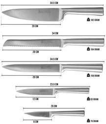 Blackwell Knife Block - Chef's knife, Bread knife, Meat knife, Office knife & Paring knife 6-Piece