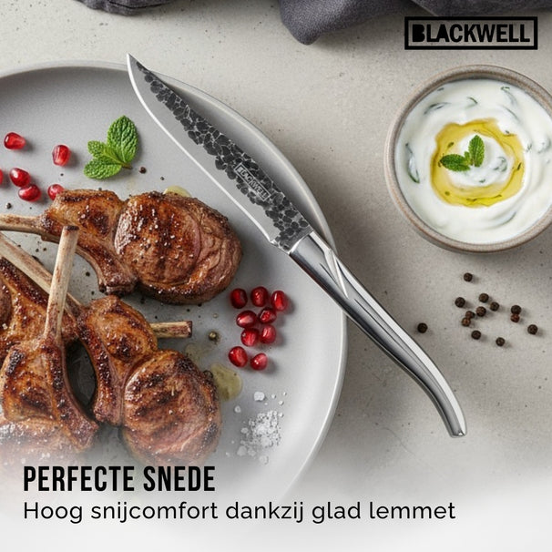 Blackwell Cuchillos para steak Laguiole - Hoja Raw Black - Acero inoxidable - 6 Piezas