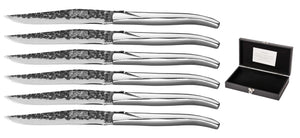 Blackwell Cuchillos para steak Laguiole - Hoja Raw Black - Acero inoxidable - 6 Piezas