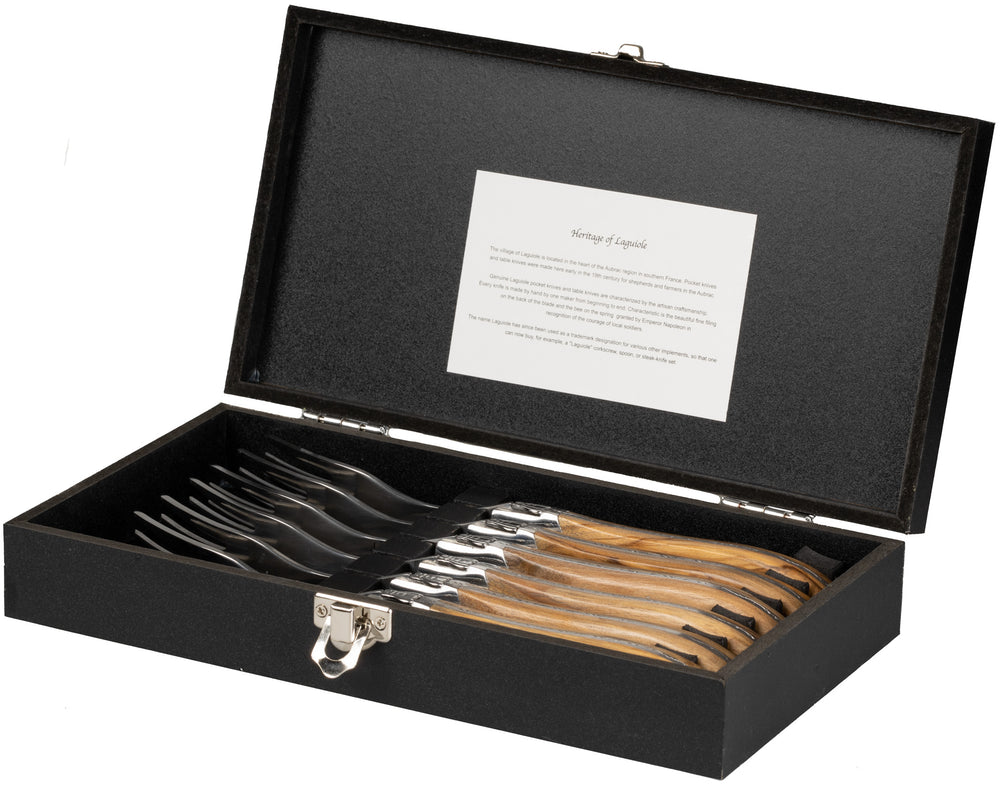 Tenedores de bistec Blackwell Laguiole - Madera de olivo - 6 piezas