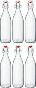 Bormioli Rocco Swing Top Bottles Giara - Transparent - 1 Litre - 6 pieces