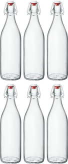 Bormioli Rocco Swing Top Bottles Giara - Transparent - 1 Litre - 6 pieces