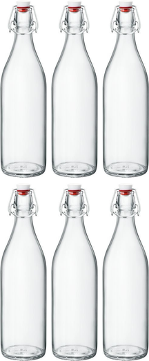 Bormioli Rocco Swing Top Bottles Giara - Transparent - 1 Litre - 6 pieces