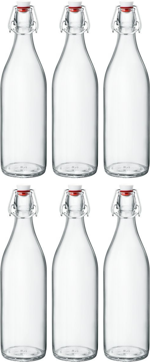 Bormioli Rocco Botellas con cierre / Botellas Weck Giara - Transparente - 1 litro - 6 unidades