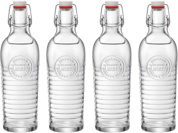 Bormioli Rocco Botellas con cierre / Botellas Weck Officina 1825 - Transparente - 1.2 litros - 4 unidades