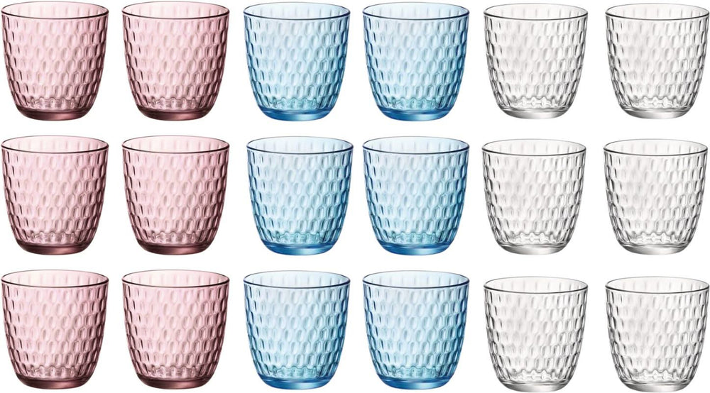 Bormioli Rocco Colored Water Glasses - Glass Set Slot - 18 pieces