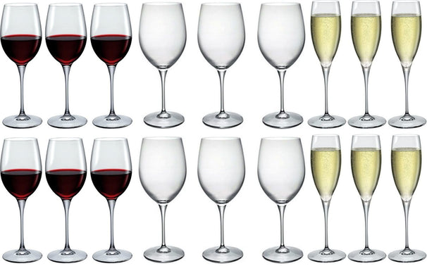 Bormioli Rocco Set de copas de vino Premium (Copas de vino y copas de champán) - Set de 18 piezas