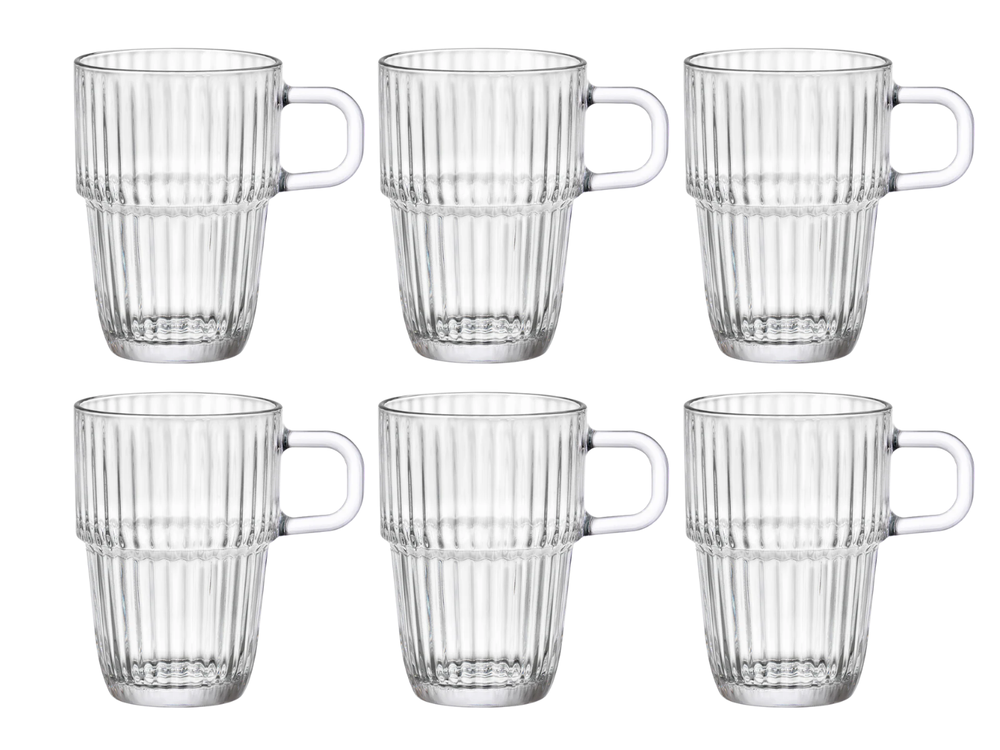 Vasos para latte macchiato Bormioli Rocco - vasos para Irish coffee - tazas de café con asa - apilables - Barshine 315 ml - 6 unidades