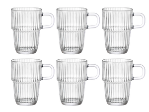 Vasos para latte macchiato Bormioli Rocco - vasos para Irish coffee - tazas de café con asa - apilables - Barshine 315 ml - 6 unidades
