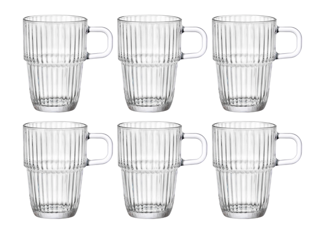 Vasos para latte macchiato Bormioli Rocco - vasos para Irish coffee - tazas de café con asa - apilables - Barshine 315 ml - 6 unidades