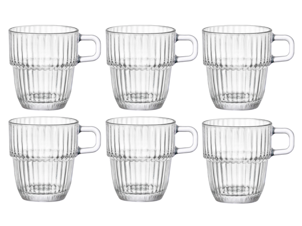 Tazas de café con asa Bormioli Rocco - apilables - Barshine 185 ml - 6 unidades
