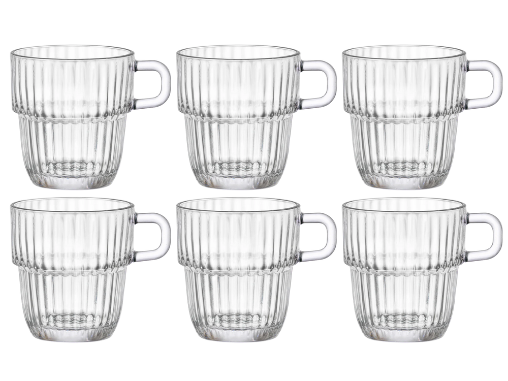 Vasos para té Bormioli Rocco - tazas de café con asa - apilables - Barshine 250 ml - 6 unidades