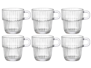 Vasos para té Bormioli Rocco - tazas de café con asa - apilables - Barshine 250 ml - 6 unidades