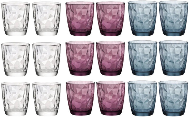 Bormioli Rocco Set de vasos - Vasos de agua - Tumblers - Diamond 300 ml - 18 Piezas