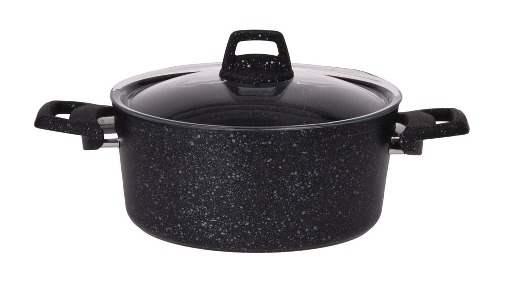 Cookinglife Cooking Pot with Lid - Black Speckle - Aluminum ø 20 cm / 2.7 liters - Suitable for all heat sources - standard non-stick coating