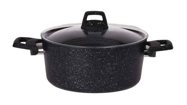 Cookinglife Olla con tapa - Black Speckle - Aluminio ø 20 cm / 2.7 litros - Apta para todas las fuentes de calor - recubrimiento antiadherente estándar