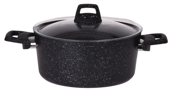 Cookinglife Olla con tapa - Black Speckle - Aluminio Ø 22 cm / 3.5 litros - Apta para todas las fuentes de calor - recubrimiento antiadherente estándar