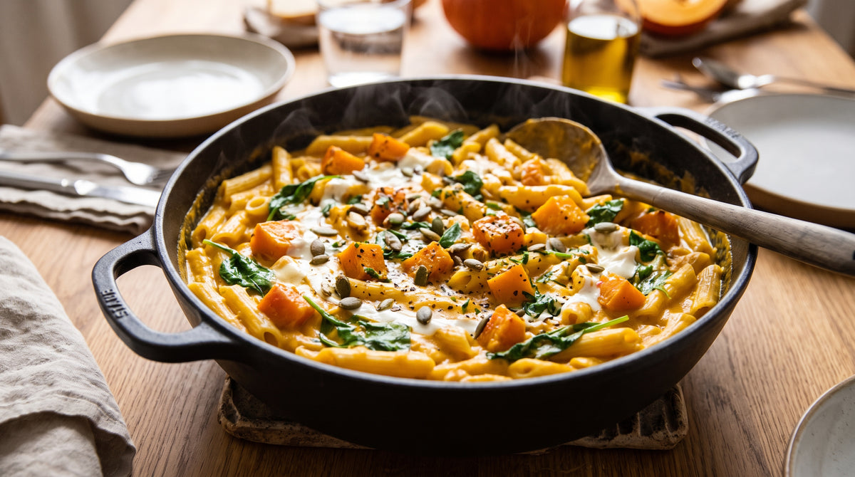 Creamy one-pan pumpkin pasta, ready in under 30 minutes