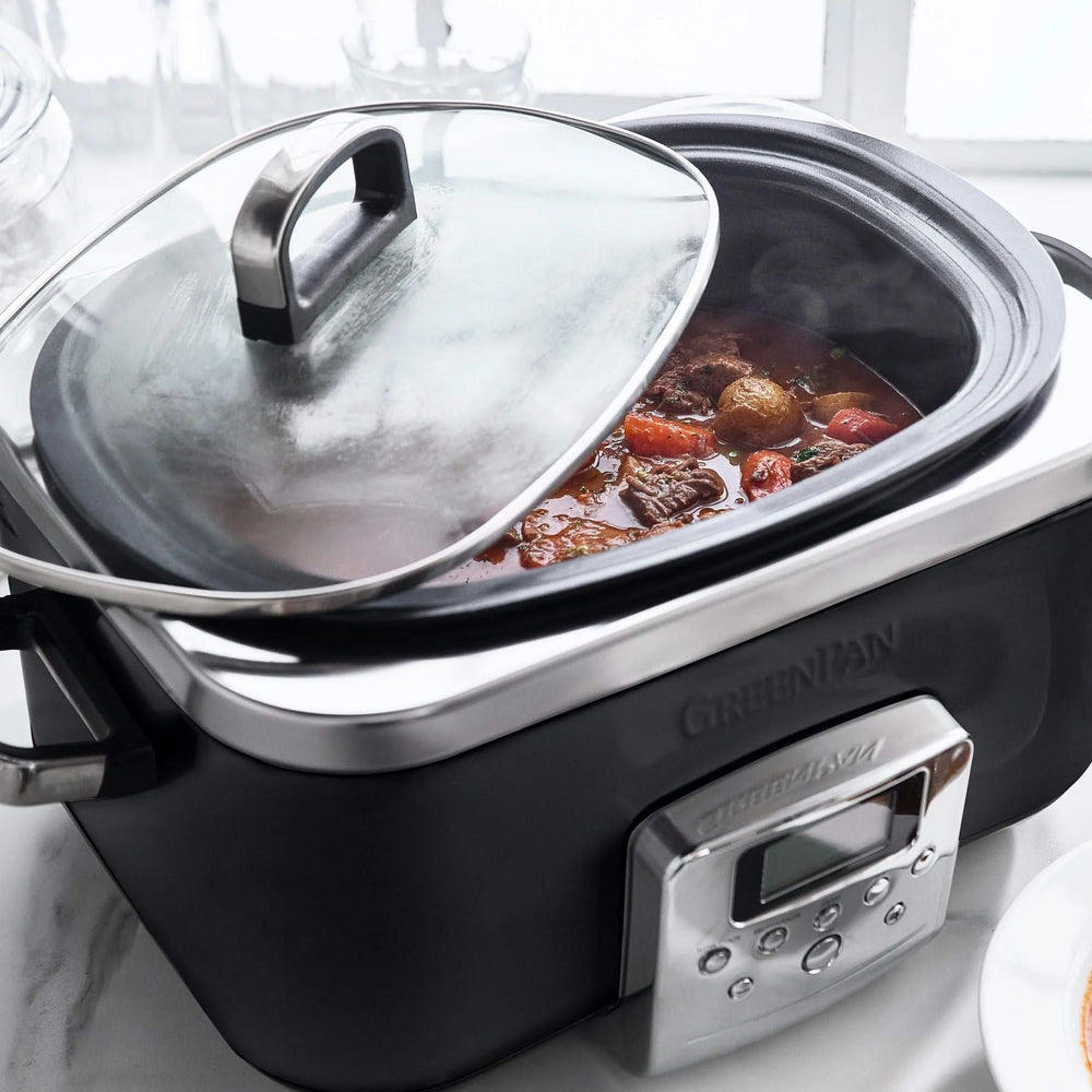 GreenPan Slow Cooker - 6.0 Liter - Black - Ceramic Non-Stick Coating