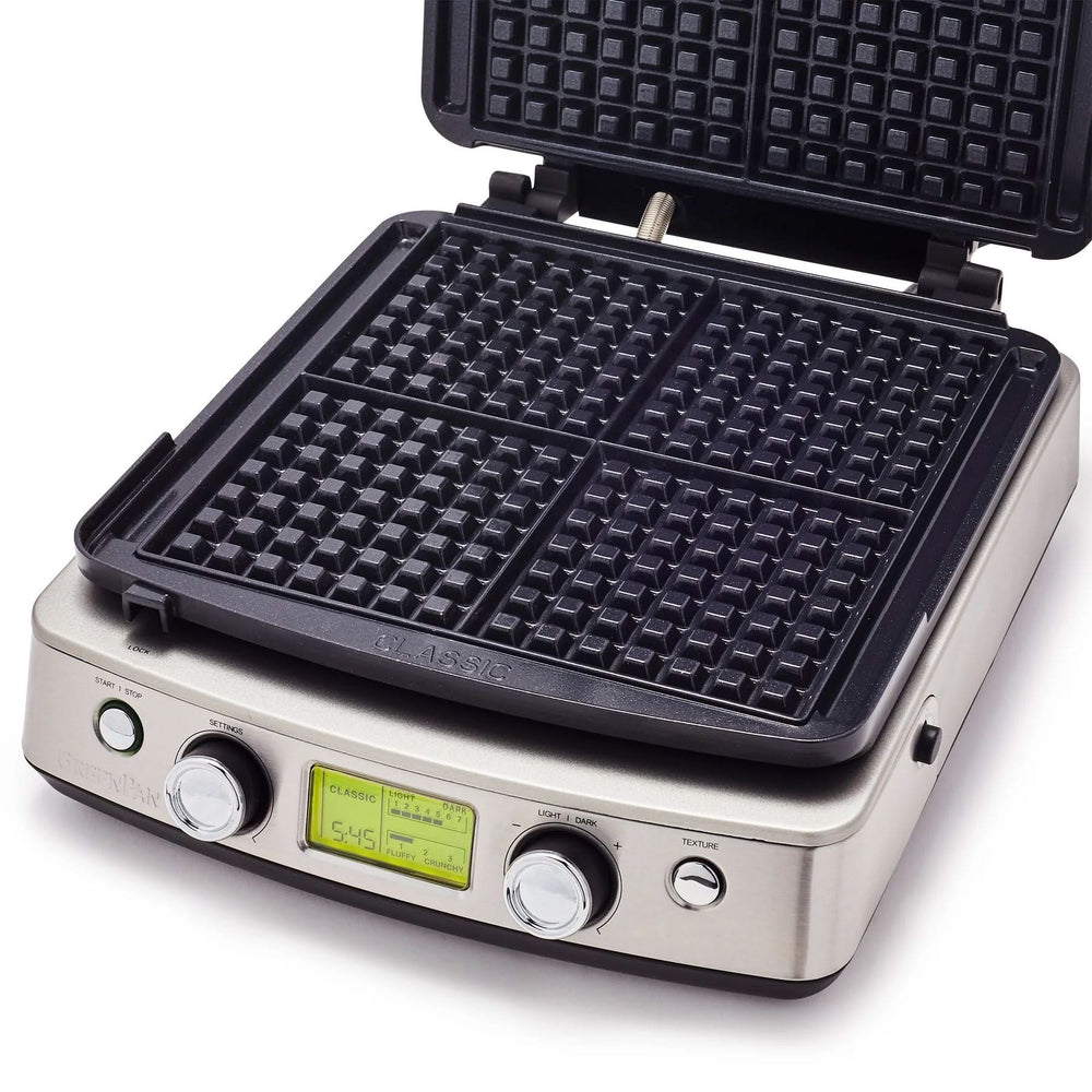 GreenPan Waffle Maker - Stainless Steel - including 2 sets of waffle plates - Ceramic non-stick coating