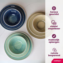 Cookinglife Juego de vajilla Belize 18 piezas / 6 personas - 6 platos llanos ø 25 cm, 6 platos de desayuno ø 21 cm, 6 cuencos para sopa ø 15 cm