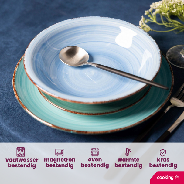 Platos hondos / para pasta Delice azul ø 21 cm - 6 piezas Cookinglife