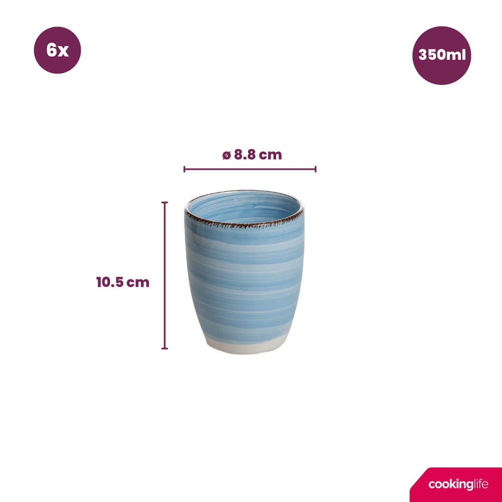 Cookinglife Delice Blue Mugs 350 ml - 6 pieces