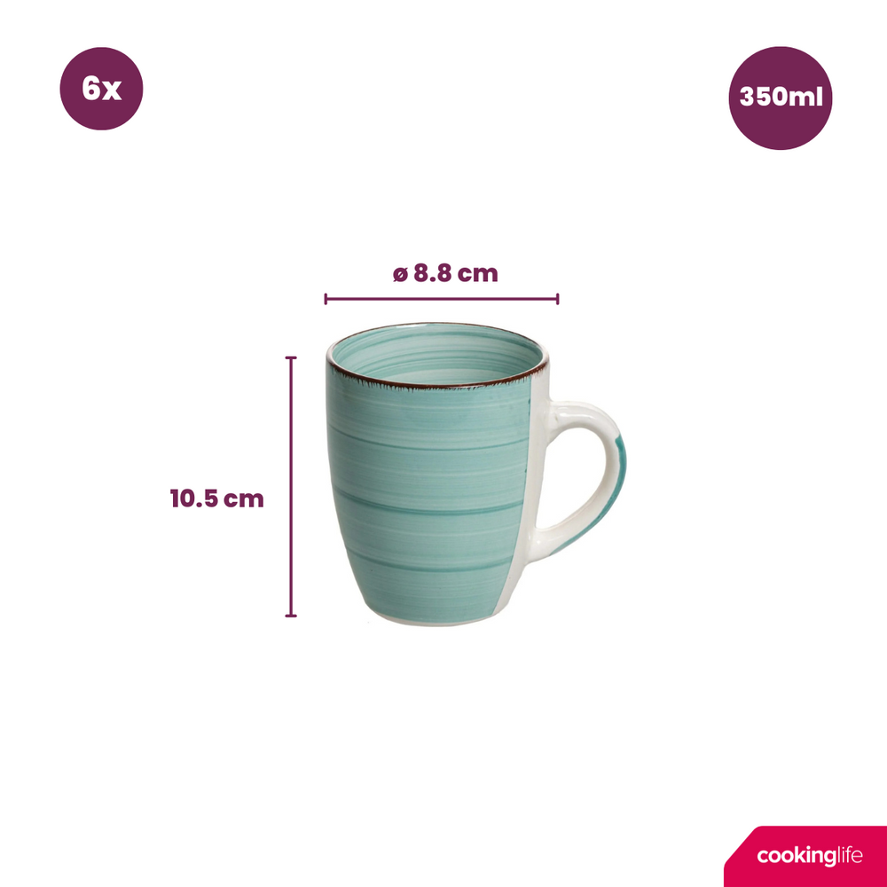 Cookinglife Mugs Delice Blue 350 ml - 6 pieces