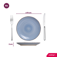 Cookinglife Dinnerware Set Delice Blue - 18 pieces / 6 people - 6 dinner plates, 6 pasta bowls and 6 side plates