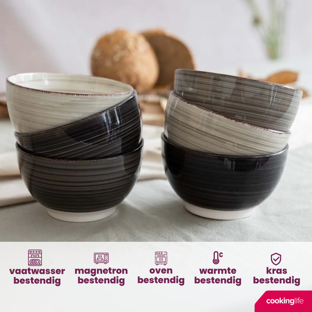 Cookinglife Small Bowls Delice Grey ø 12 cm - 6 pieces