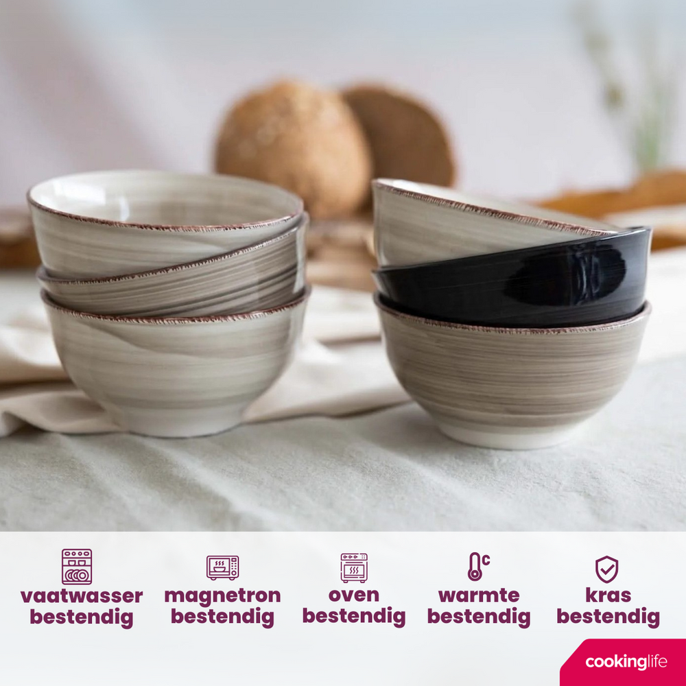 Cookinglife Soup Bowls / Bowls Delice Gray ø 14 cm - 6 pieces