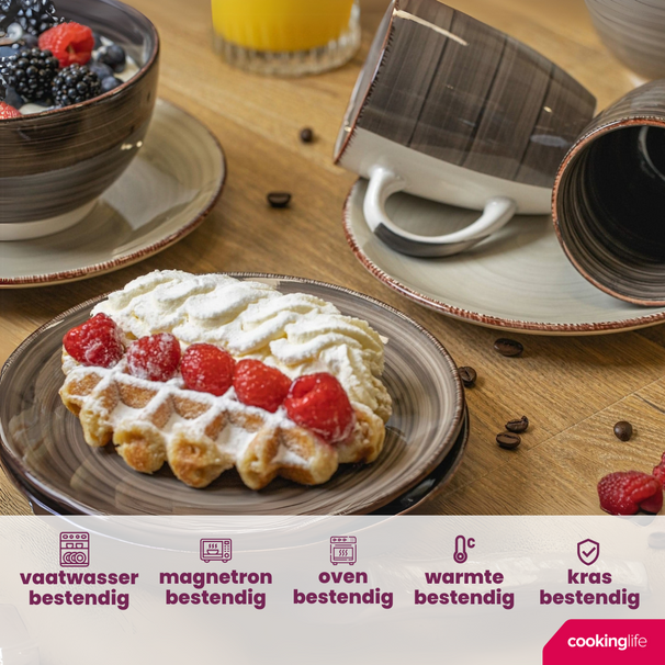 Cookinglife Side Plates / Dessert Plates Delice Grey ø 19 cm - 6 pieces