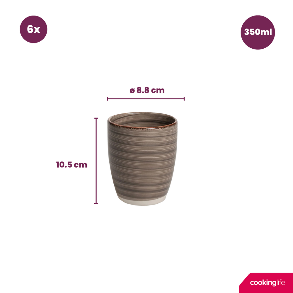 Cookinglife Delice Mugs Gray 350 ml - 6 pieces