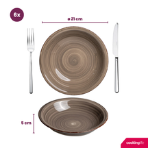Cookinglife Deep Plates / Pasta Bowls Delice Gray ø 21 cm - 6 pieces