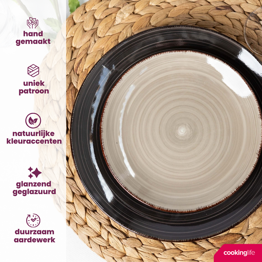 Cookinglife Side Plates / Dessert Plates Delice Grey ø 19 cm - 6 pieces