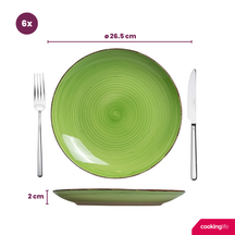 Cookinglife Dinnerware Set Delice Green 18-piece / 6 people - 6 dinner plates, 6 pasta bowls, and 6 side plates
