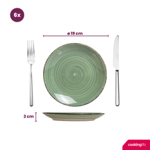 Cookinglife Dinnerware Set Delice Green 18-piece / 6 people - 6 dinner plates, 6 pasta bowls, and 6 side plates