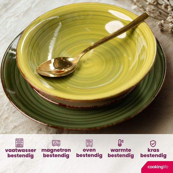 Platos hondos / para pasta Cookinglife Delice verde ø 21 cm - 6 piezas
