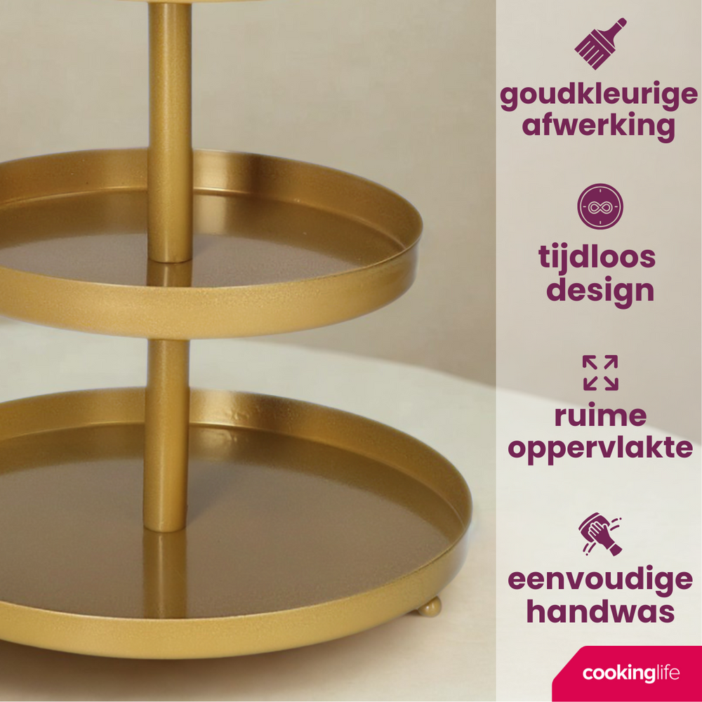Cookinglife Etagere metal / gold - ø 15, 20 & 25 cm - 3 Layer