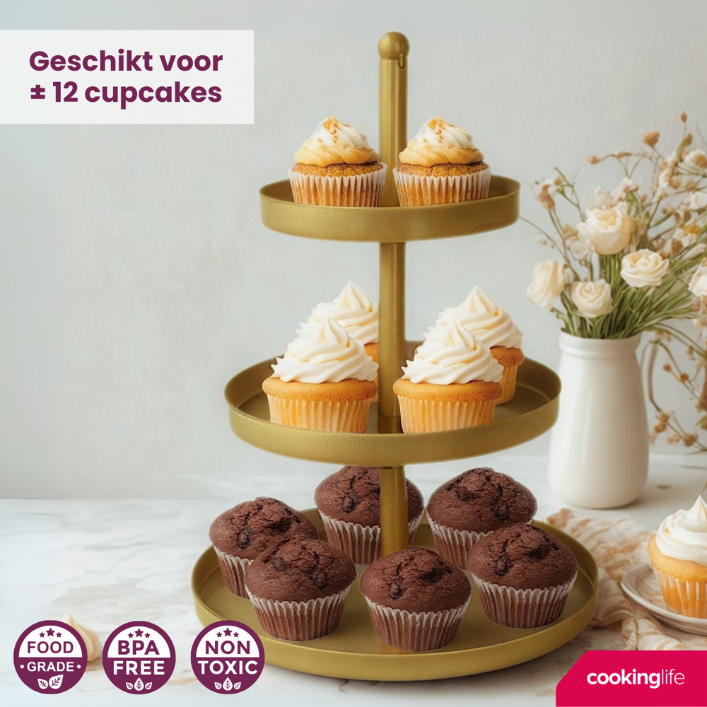 Cookinglife Etagere metal / gold - ø 15, 20 & 25 cm - 3 Layer