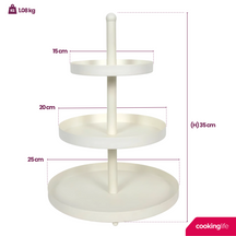 Cookinglife Metal Stand Creme Ø 15, 20 & 25 cm - 3-Tier - 35 cm High