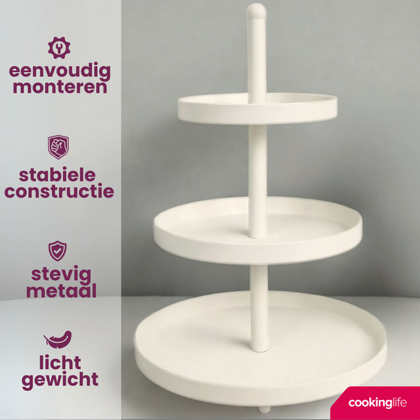 Cookinglife Etagere metal  creme - ø 20, 25 & 30 cm - 3 Layer