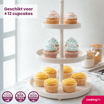 Cookinglife Metal Stand Creme Ø 15, 20 & 25 cm - 3-Tier - 35 cm High