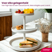 Cookinglife Metal Stand Creme Ø 15, 20 & 25 cm - 3-Tier - 35 cm High