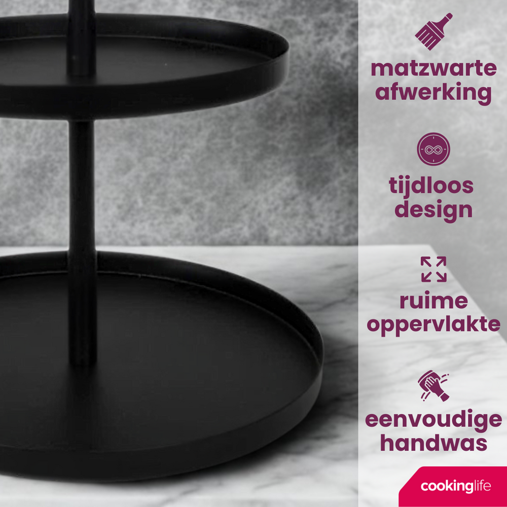 Cookinglife Metal Stand Black ø 20, 25 & 30 cm - 3-tier - 55 cm high
